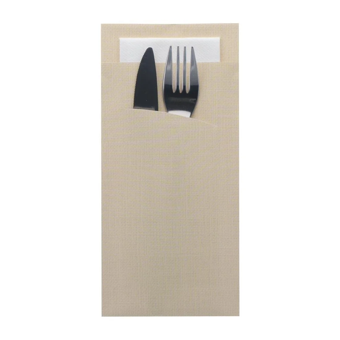 Europochette Extra Size Champagne Cutlery Pouch with White Airlaid Napkin (200 Pack) - Image 2