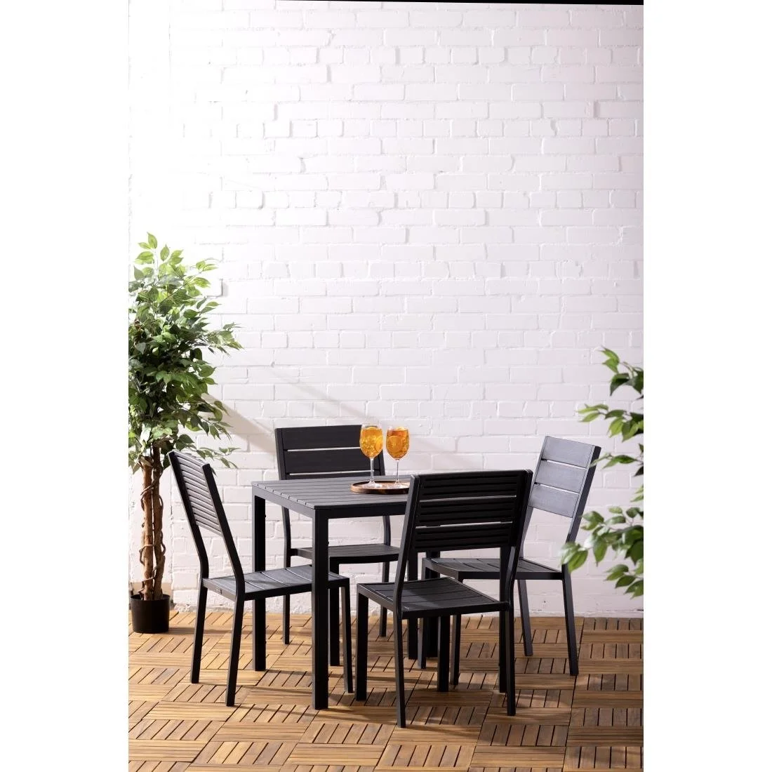 Bolero Valletta Grey Slatted Outdoor Table 780mm - Image 9