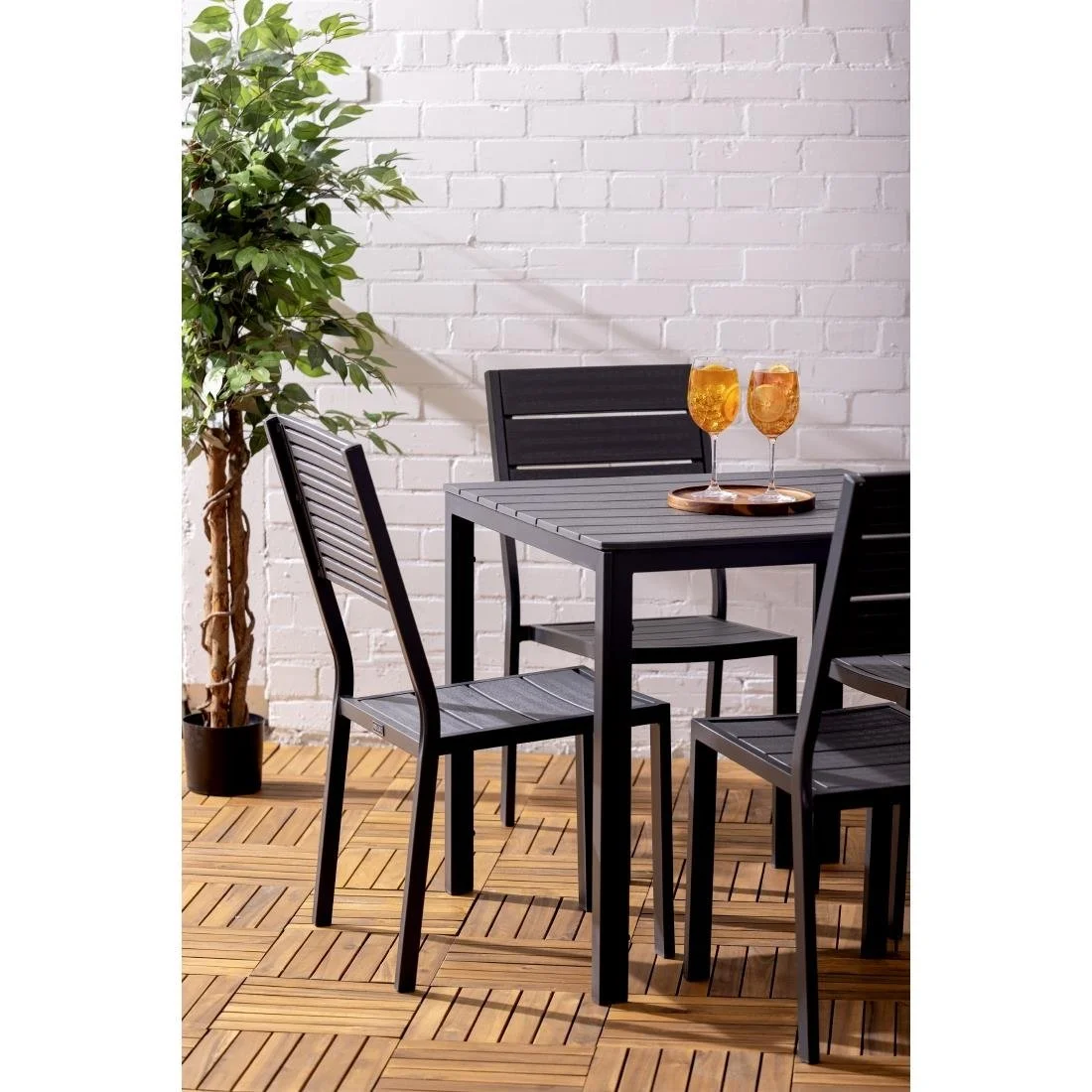 Bolero Valletta Grey Slatted Outdoor Table 780mm - Image 10