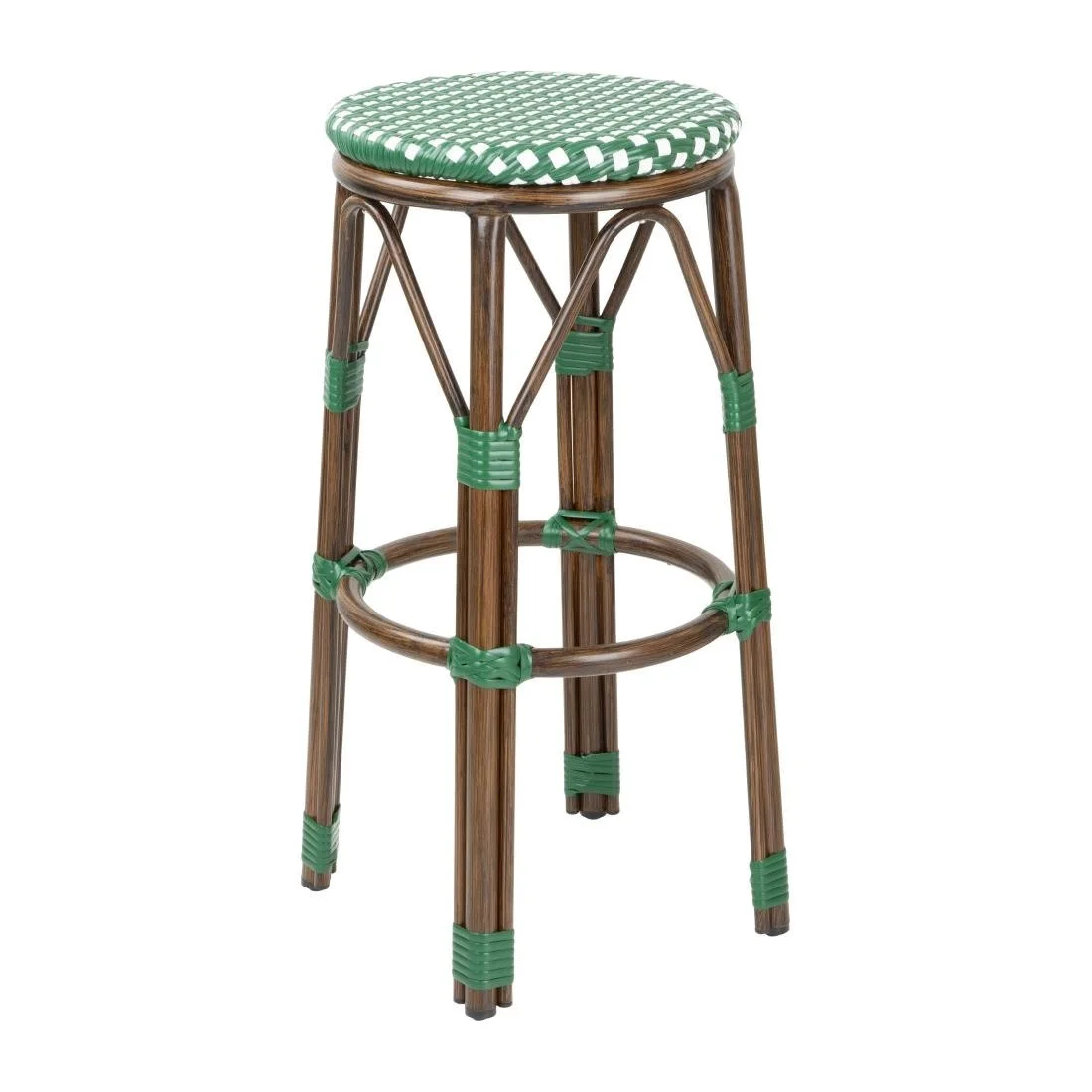 Bolero Parisian Style PE Rattan Bar Stools Green Dot Mix (2 Pack) - Image 5
