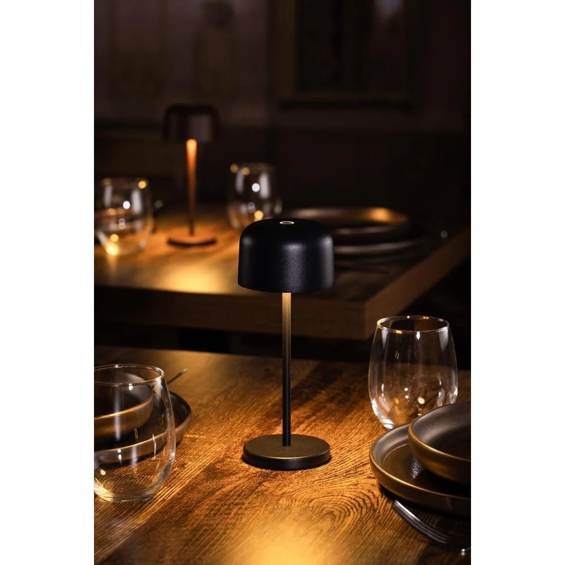 Olympia Siena Table Lamp Round Dome Black 200mm - Image 7