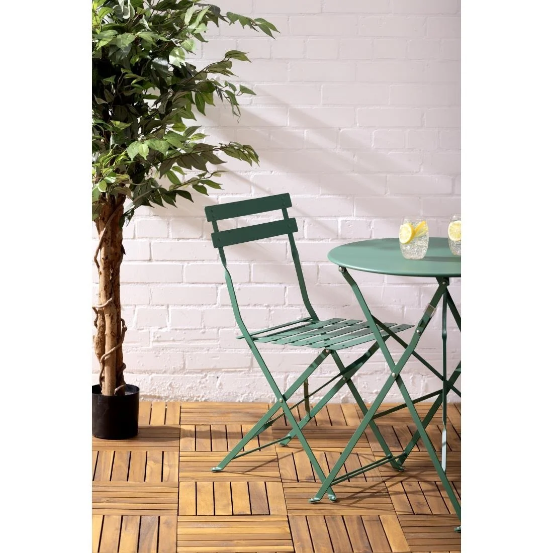Bolero Perth Forest Green Pavement Style Steel Table Round 600mm - Image 3
