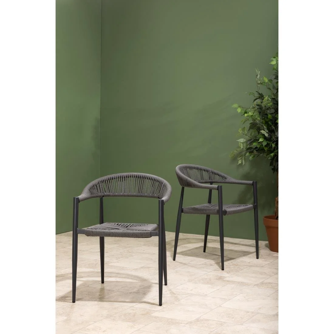 Bolero Eden PE Twist Rattan Outdoor Arm Chairs Charcoal (4 Pack) - Image 9