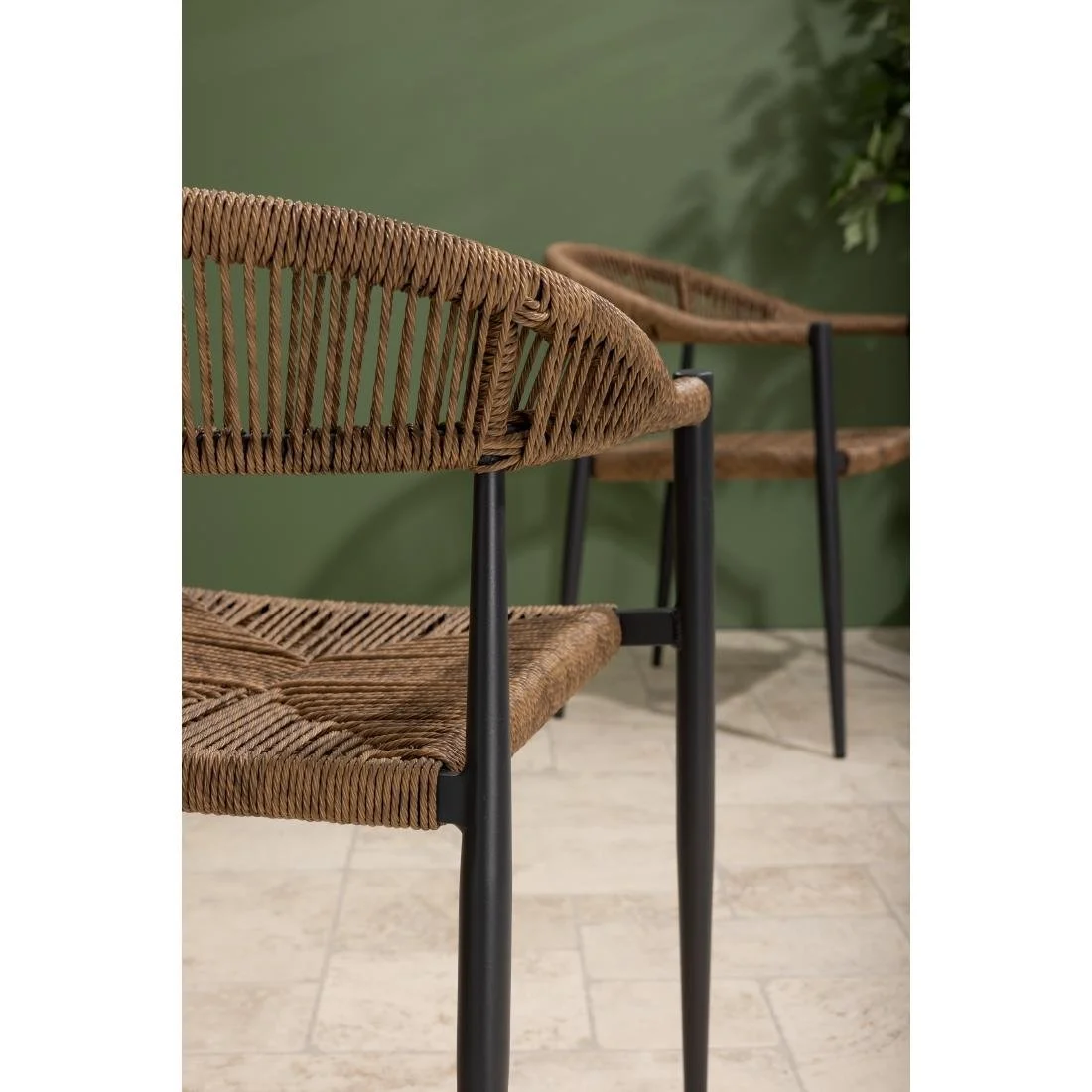 Bolero Eden PE Twist Rattan Outdoor Arm Chair Natural (4 Pack) - Image 5