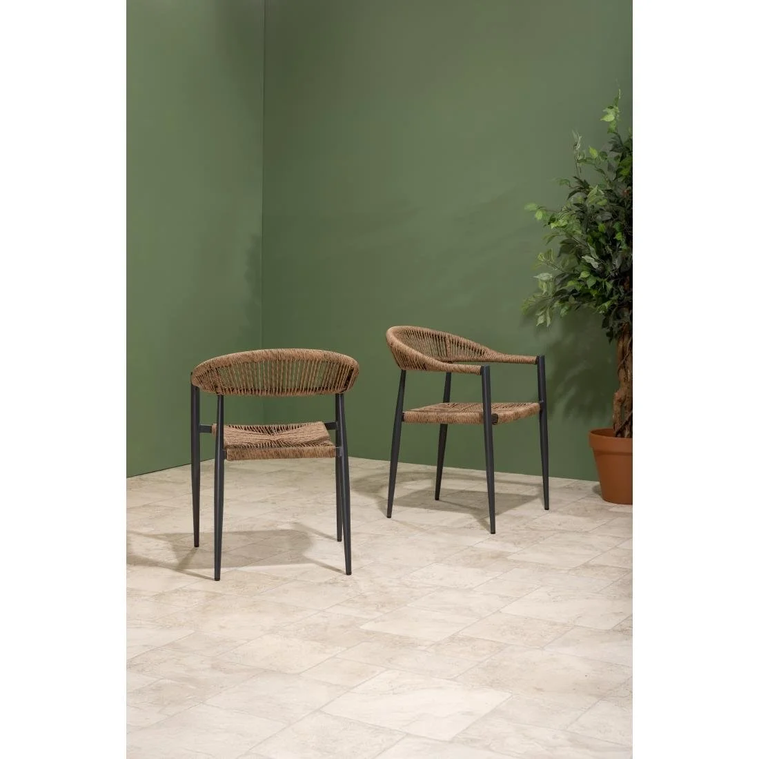 Bolero Eden PE Twist Rattan Outdoor Arm Chair Natural (4 Pack) - Image 10