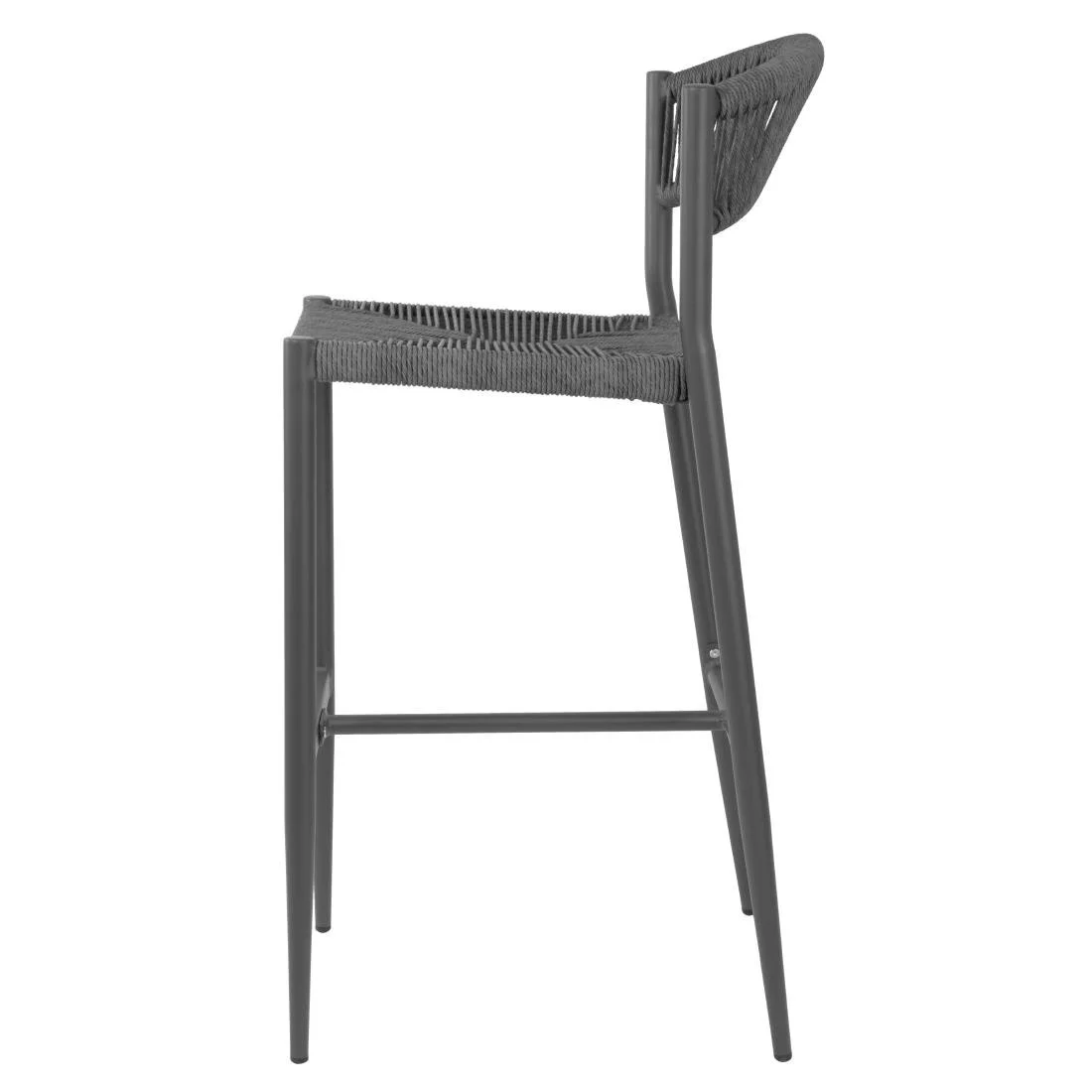 Bolero Eden PE Twist Rattan Outdoor Bar Stool Charcoal (2 Pack) - Image 2