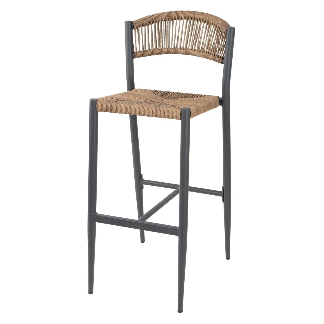 Bolero Eden PE Twist Rattan Outdoor Bar Stools Natural (2 Pack) - Image 1