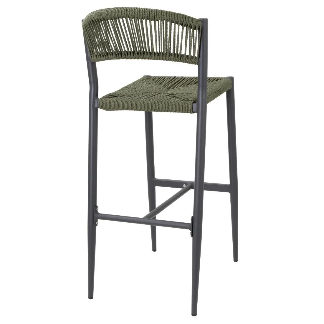 Bolero Eden PE Twist Rattan Outdoor Bar Stool Green (2 Pack) - Image 3
