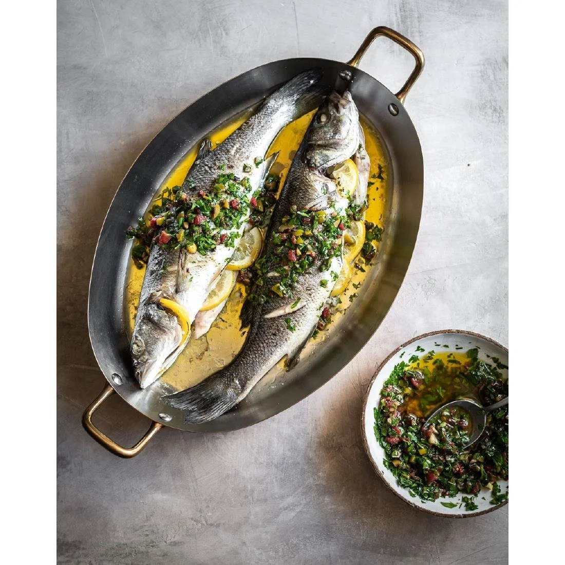 De Buyer Inocuivre Oval Dish with Brass Handles 32cm - Image 3