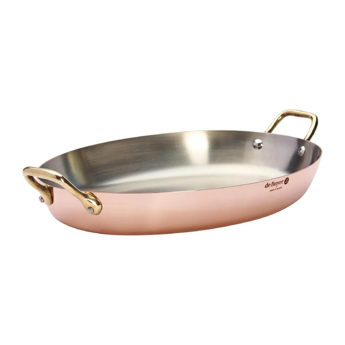 De Buyer Inocuivre Oval Dish with Brass Handles 36cm - Image 1