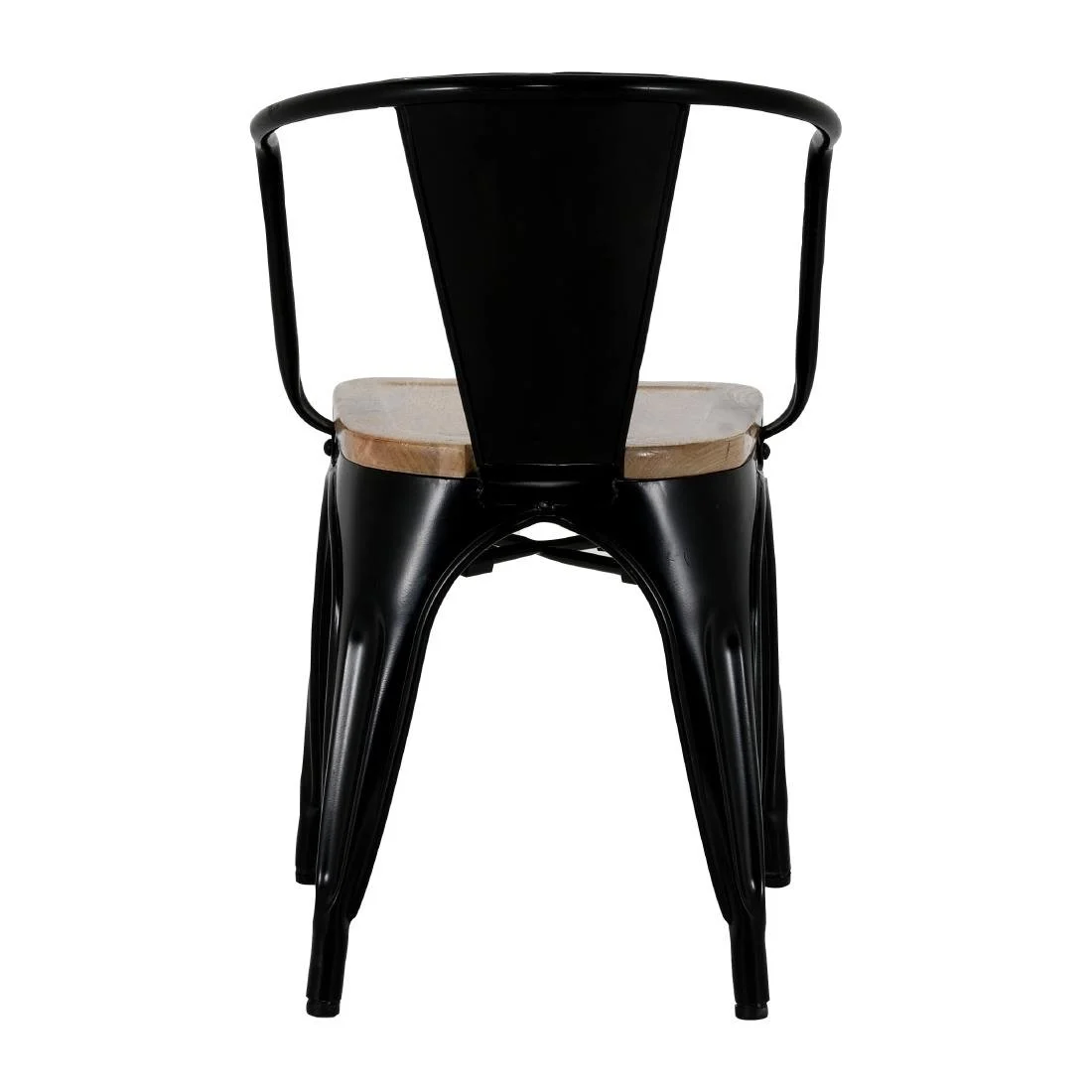 Bolero Bistro Curve Armchairs with Wooden Seat Pad Black (4 Pack) - Image 4