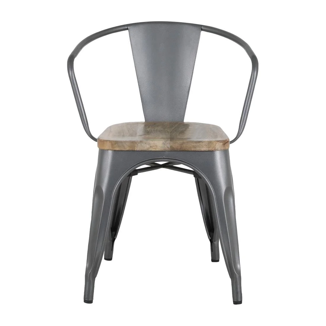 Bolero Bistro Curve Armchairs with Wooden Seat Pad Gunmetal (4 Pack) - Image 2