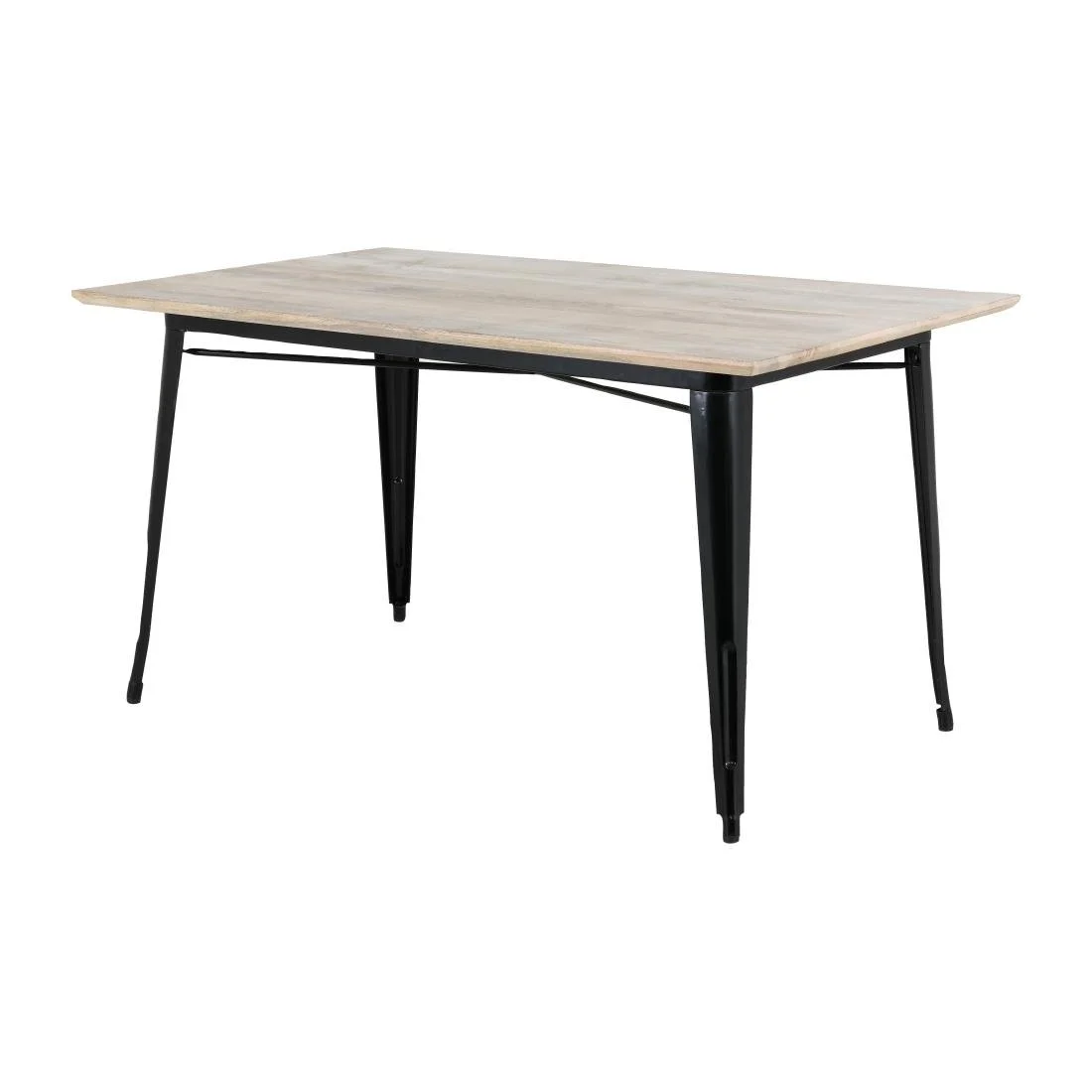 Bolero Bistro Dining Table Mango Wood Top Black Frame 1450mm - Image 1