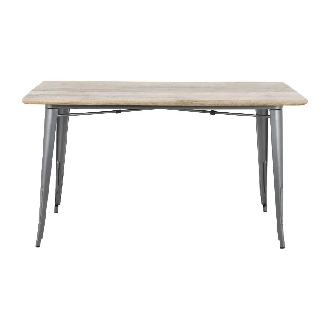 Bolero Bistro Dining Table Mango Wood Top Gunmetal Frame 1450mm - Image 1