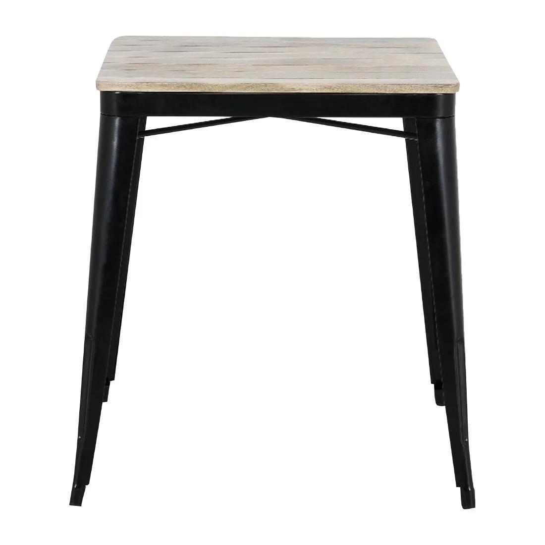 Bolero Bistro Dining Table Slatted Mango Wood Top Black Frame 650mm - Image 4