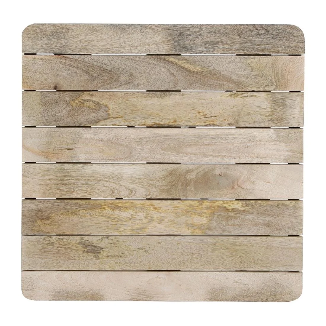 Bolero Bistro Dining Table Slatted Mango Wood Top Black Frame 650mm - Image 2