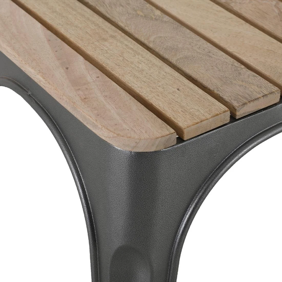 Bolero Bistro Indoor Bench Slatted Mango Wood & Gunmetal Frame 850mm (2 Pack) - Image 4