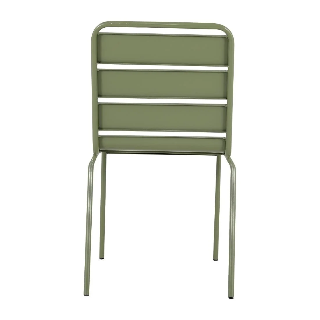 Bolero Amalfi Slatted Steel Side Chairs Olive Green (4 Pack) - Image 6