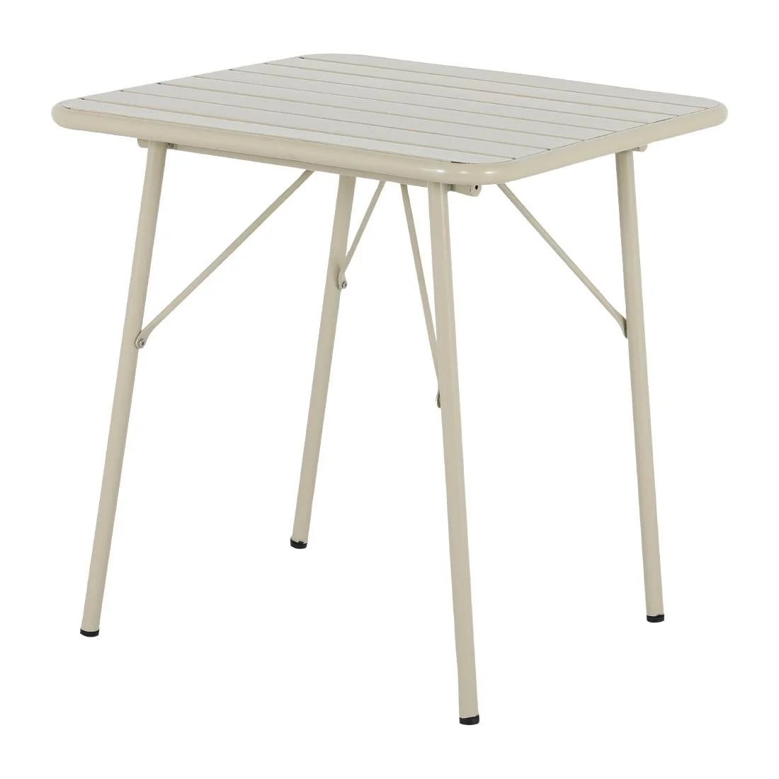 Bolero Amalfi Square Slatted Steel Folding Table Taupe 700mm - Image 1