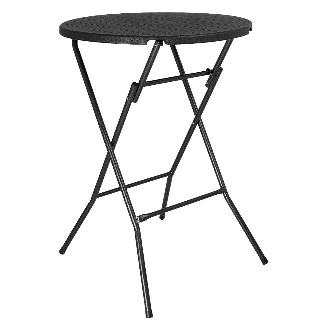 Bolero Folding HDPE Bar Table Wood Effect Black 800mm - Image 1