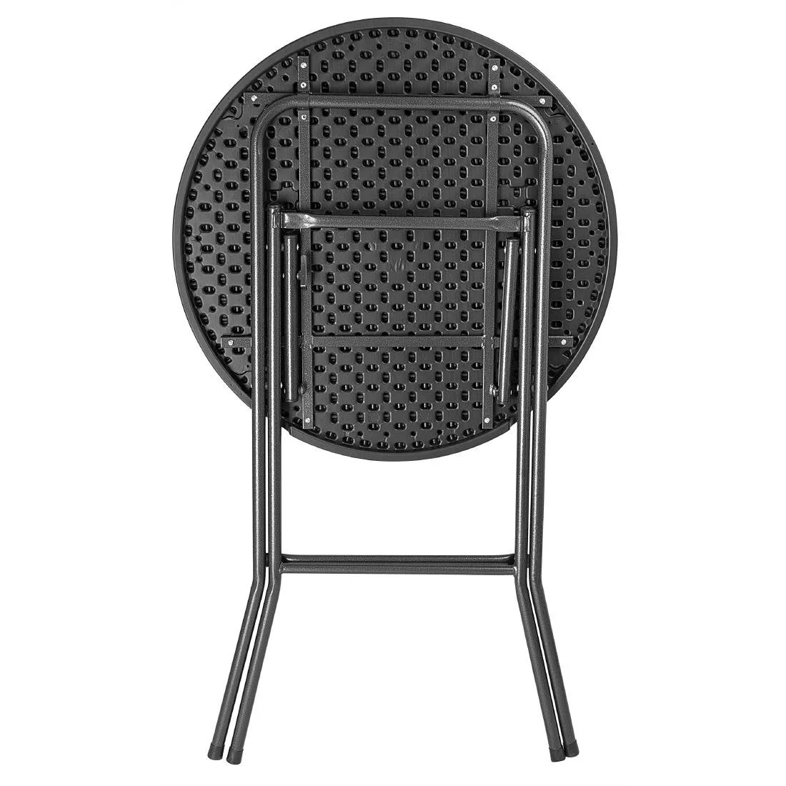 Bolero Folding HDPE Bar Table Wood Effect Black 800mm - Image 2