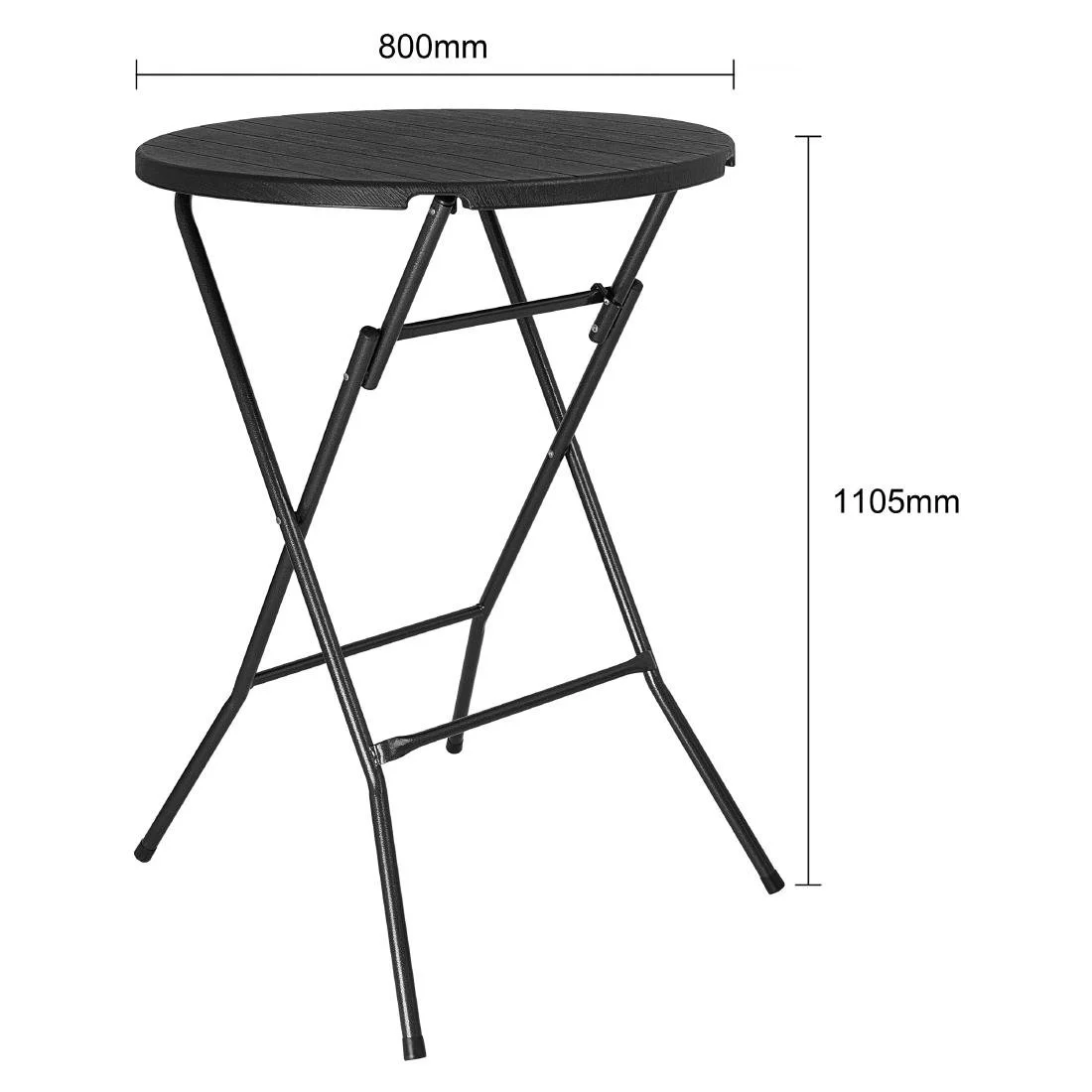 Bolero Folding HDPE Bar Table Wood Effect Black 800mm - Image 5