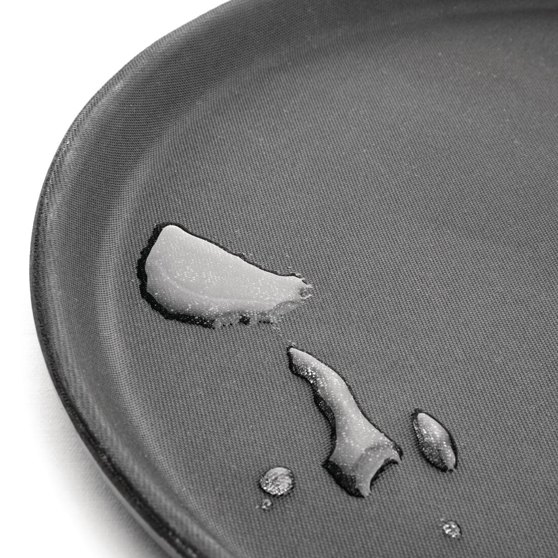 Kristallon Fibreglass Round Non Slip Tray Black 16 in