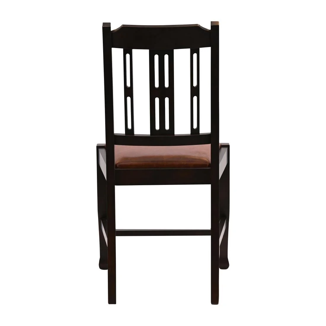 Lattice Back Dining Chairs in Dark Walnut with Bison Tan Seat (6 Pack) - Image 2