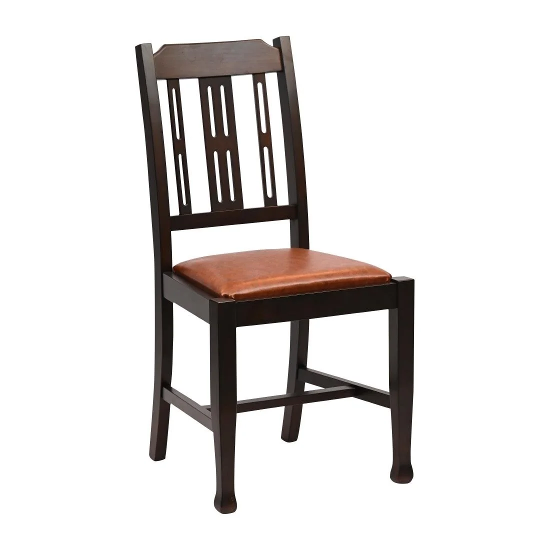 Lattice Back Dining Chairs in Dark Walnut with Bison Tan Seat (6 Pack) - Image 1