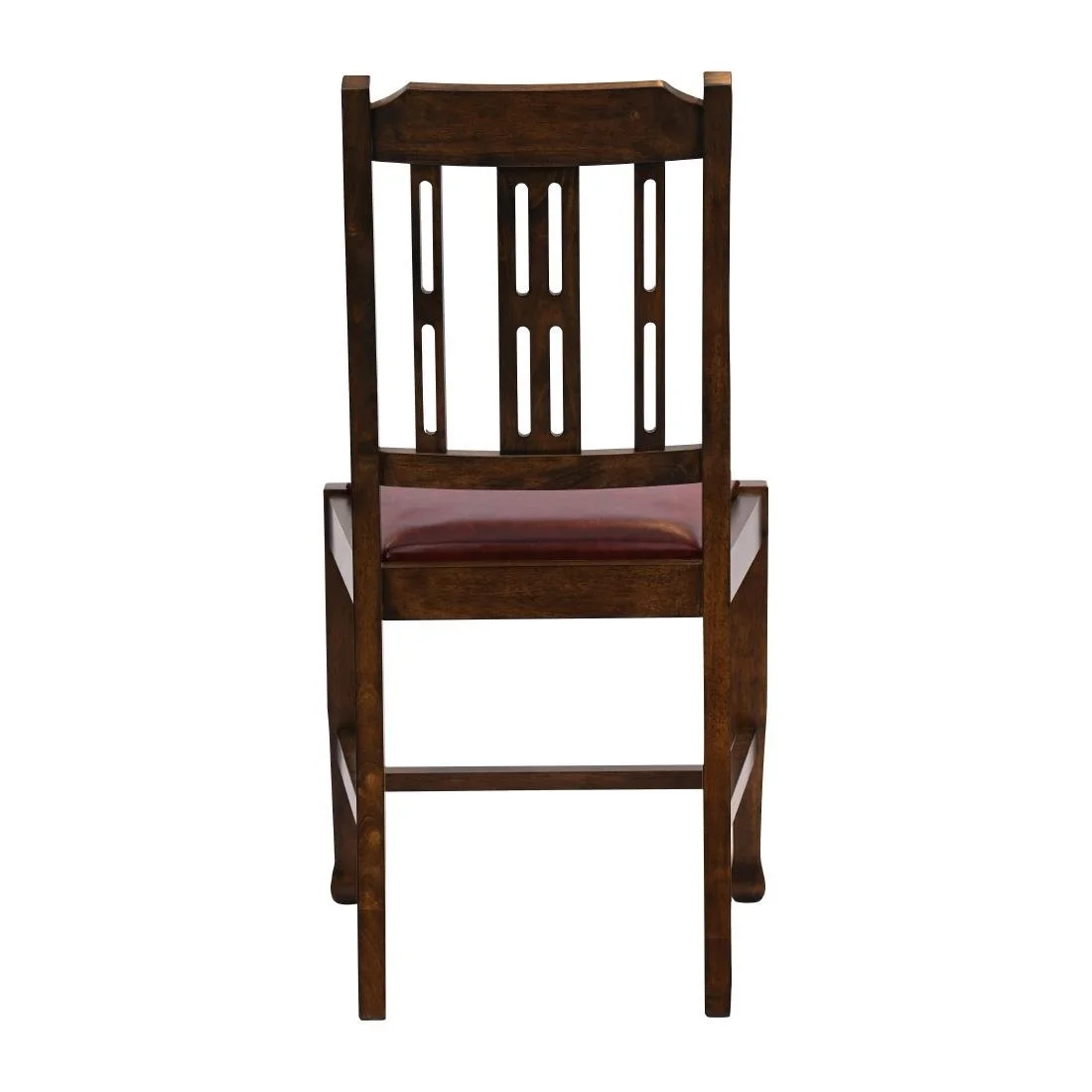 Lattice Back Dining Chairs in Vintage Wood with Bison Bordeaux Seat (6 Pack) - Image 2