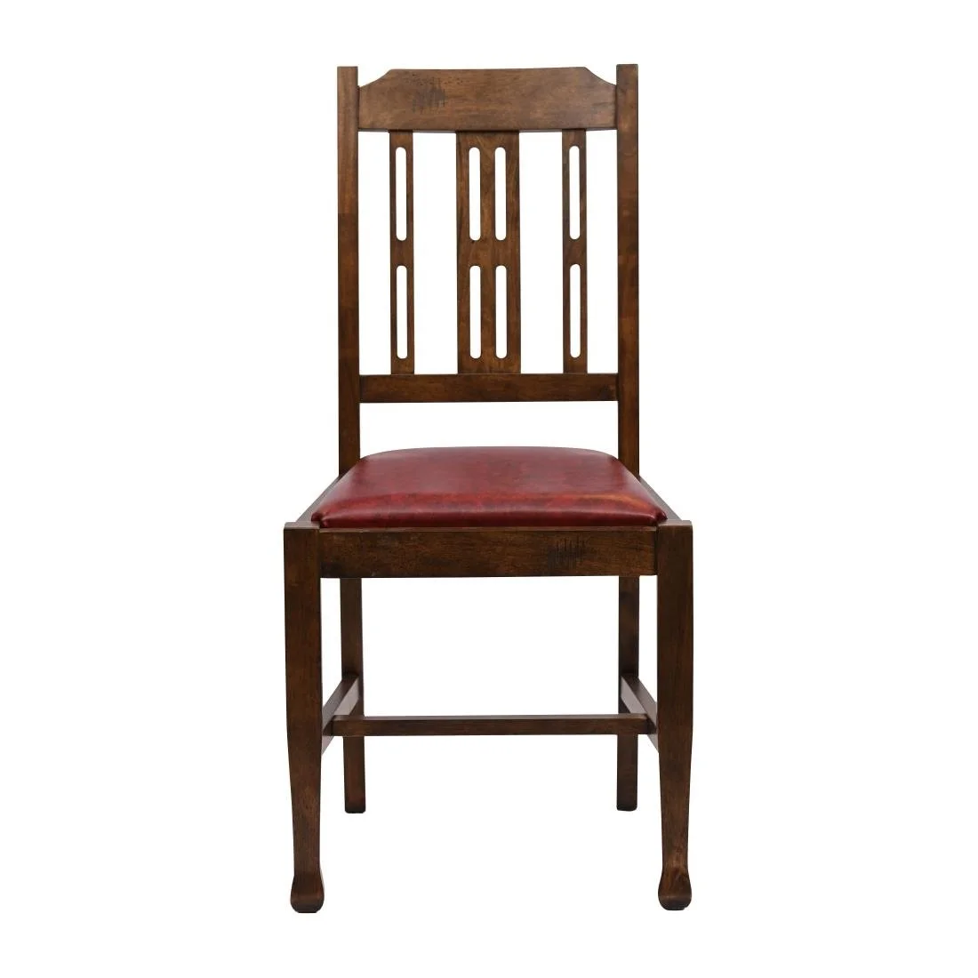 Lattice Back Dining Chairs in Vintage Wood with Bison Bordeaux Seat (6 Pack) - Image 3