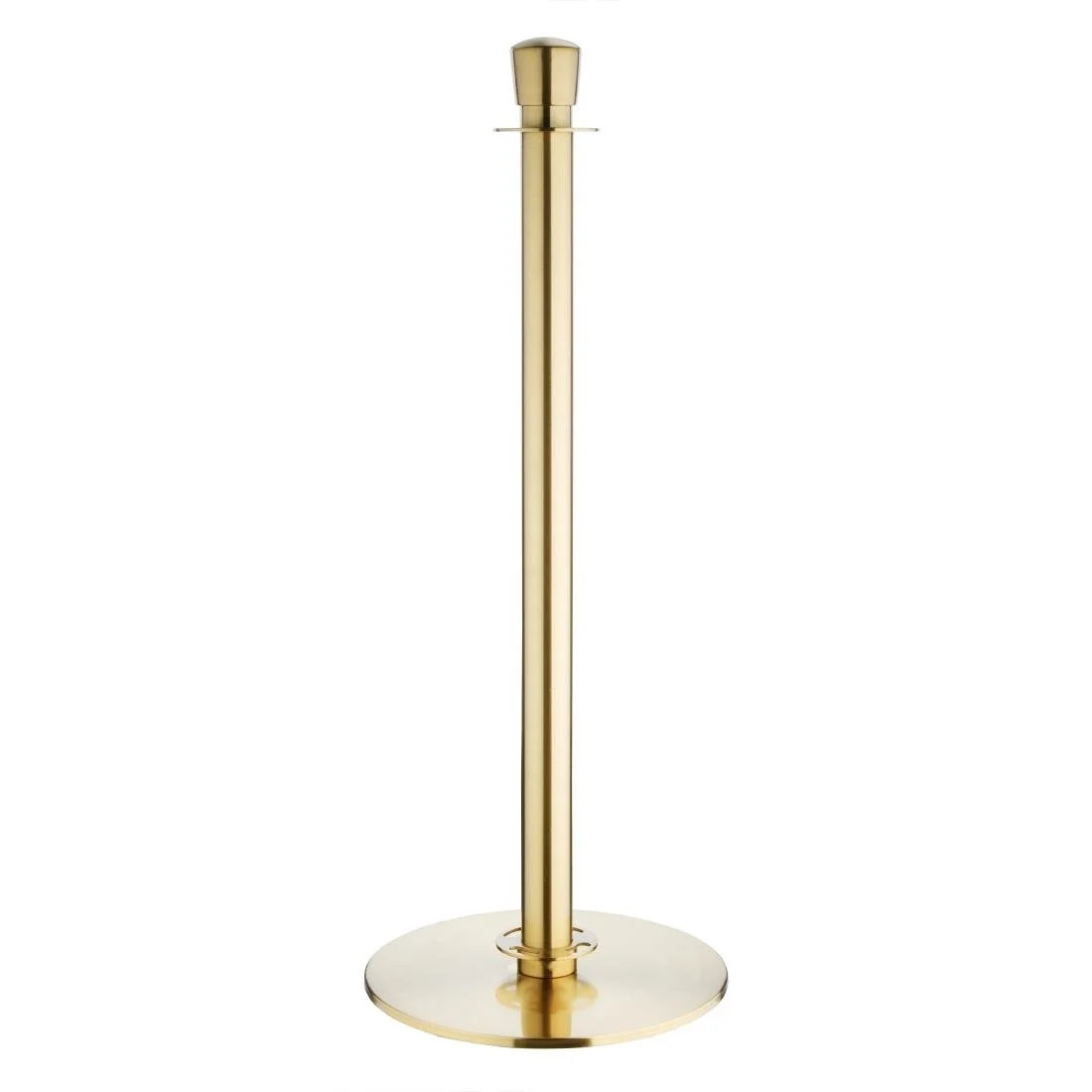 Bolero Flat Base Barrier Banner Posts Brushed Brass (2 Pack) - Image 1