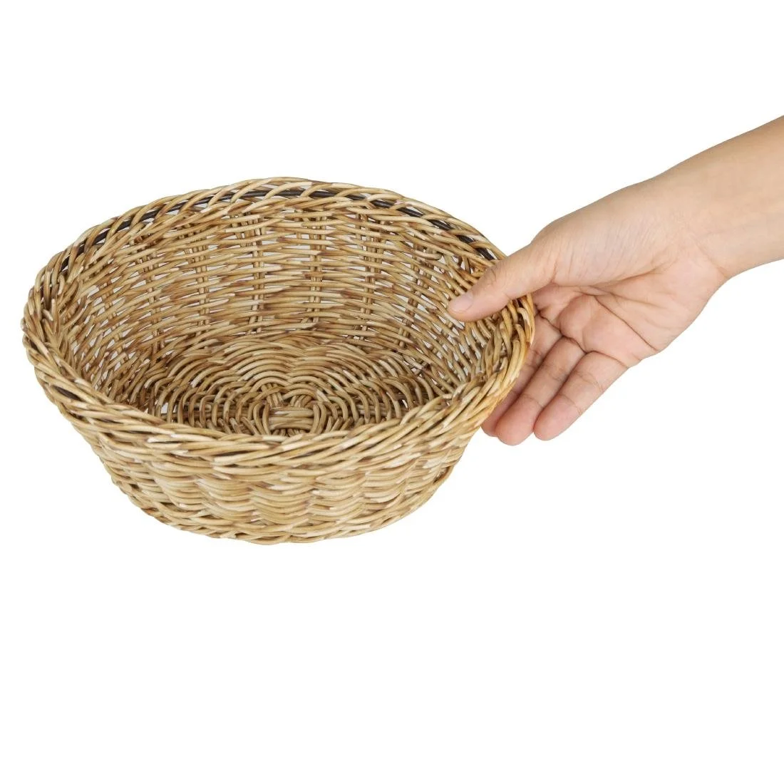Olympia Polywicker Round Basket Light Brown 220mm - Image 5