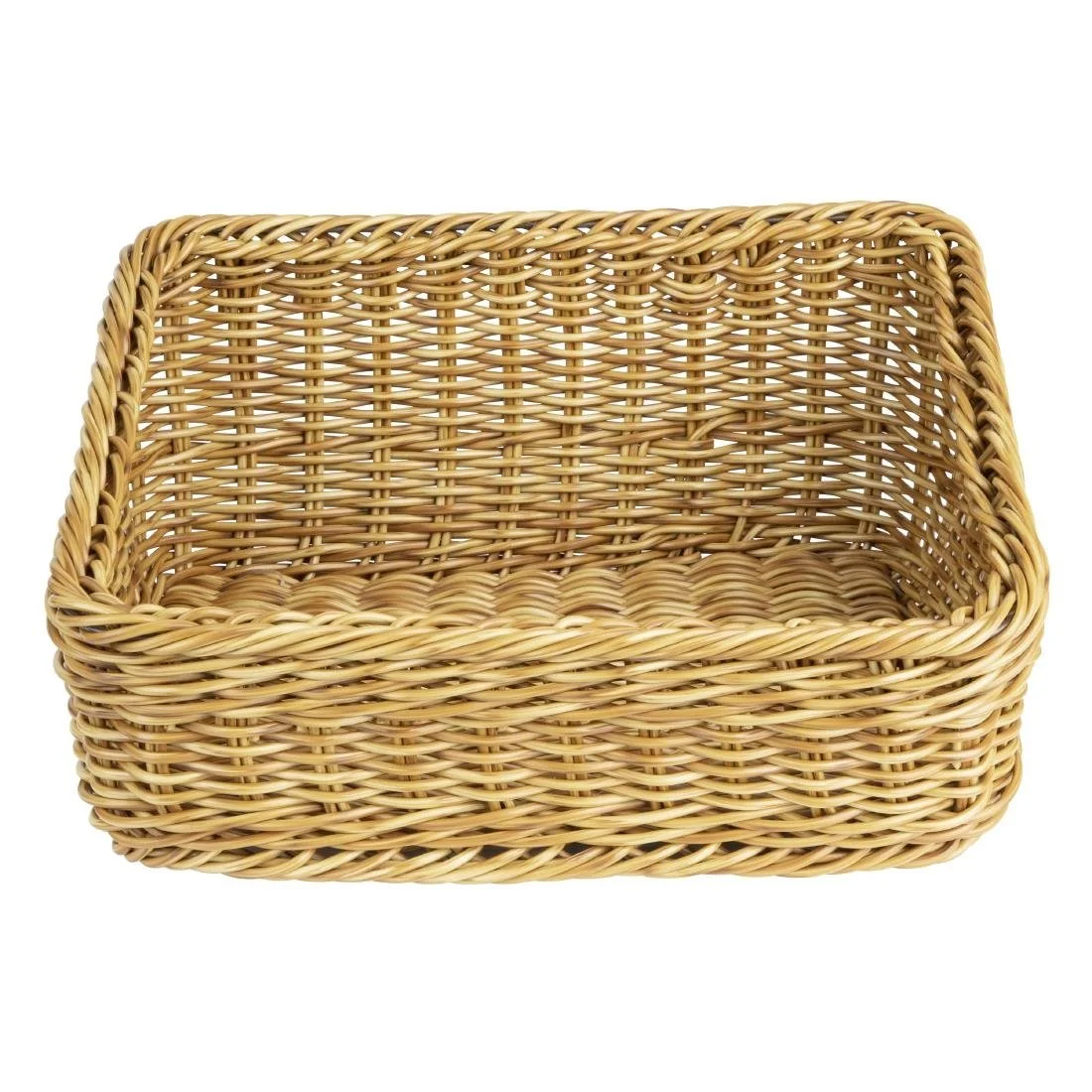 Olympia Polywicker Rectangular Display Basket Light Brown 360x300mm - Image 1