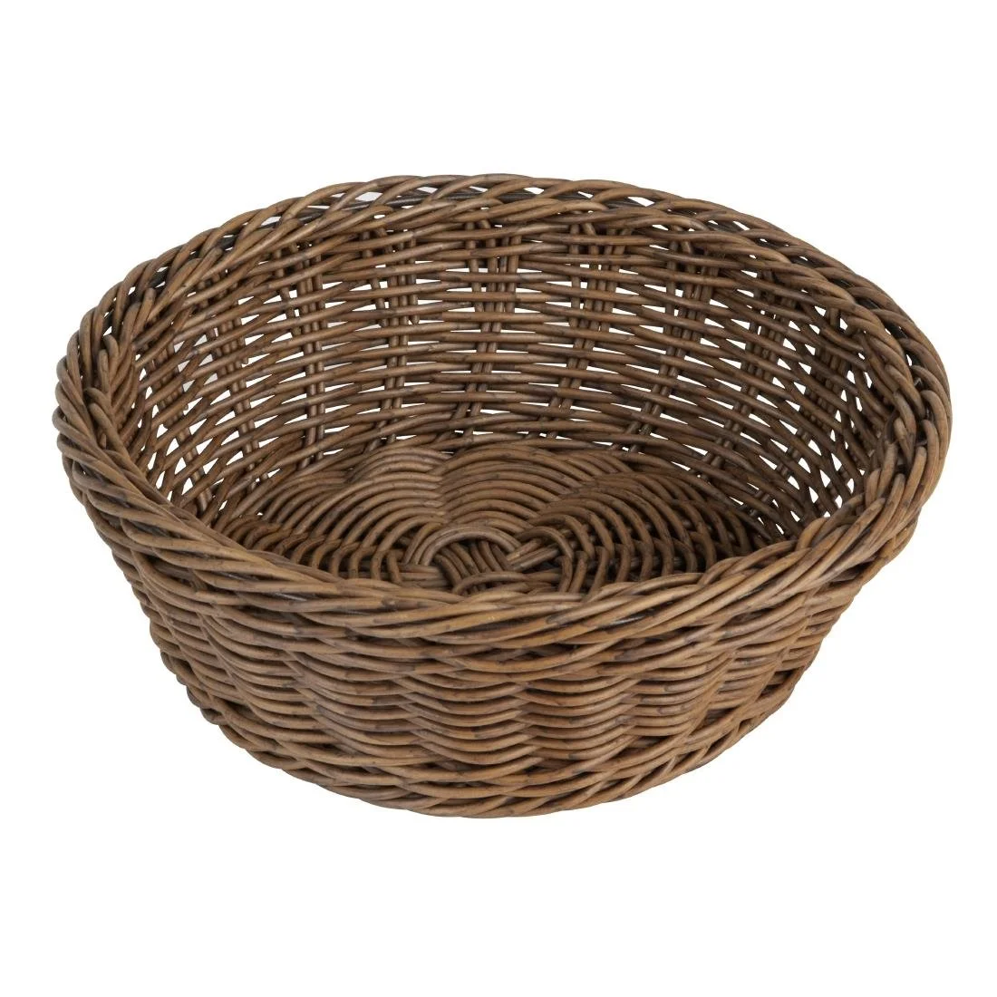 Olympia Polywicker Round Basket Dark Brown 220mm - Image 1