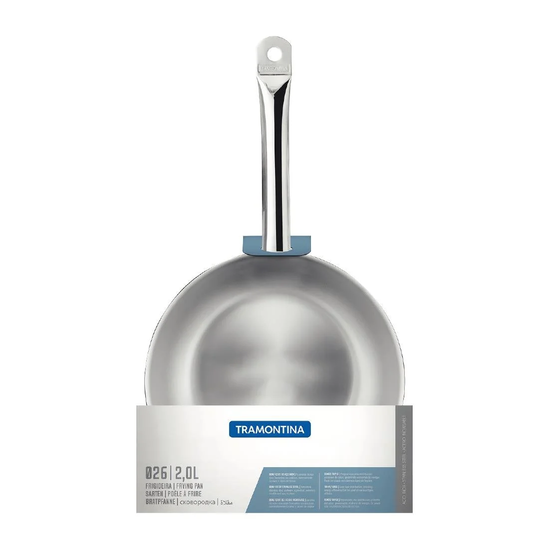 Tramontina Stainless Steel Triple Base Frying Pan 26cm - Image 1