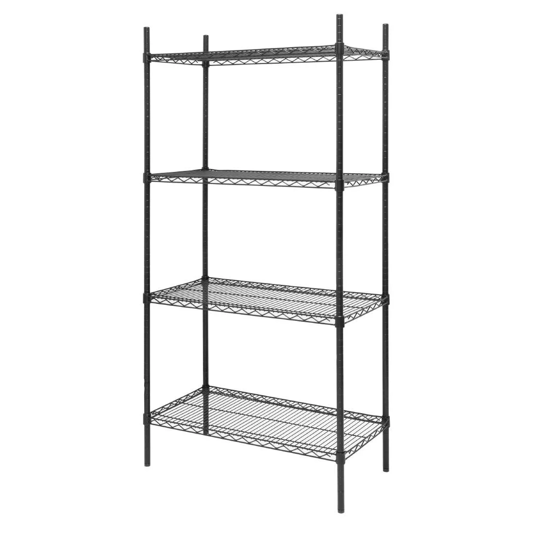 Nisbets Essentials Flat Pack 4 Shelf Unit Black Epoxy Coated - Image 2