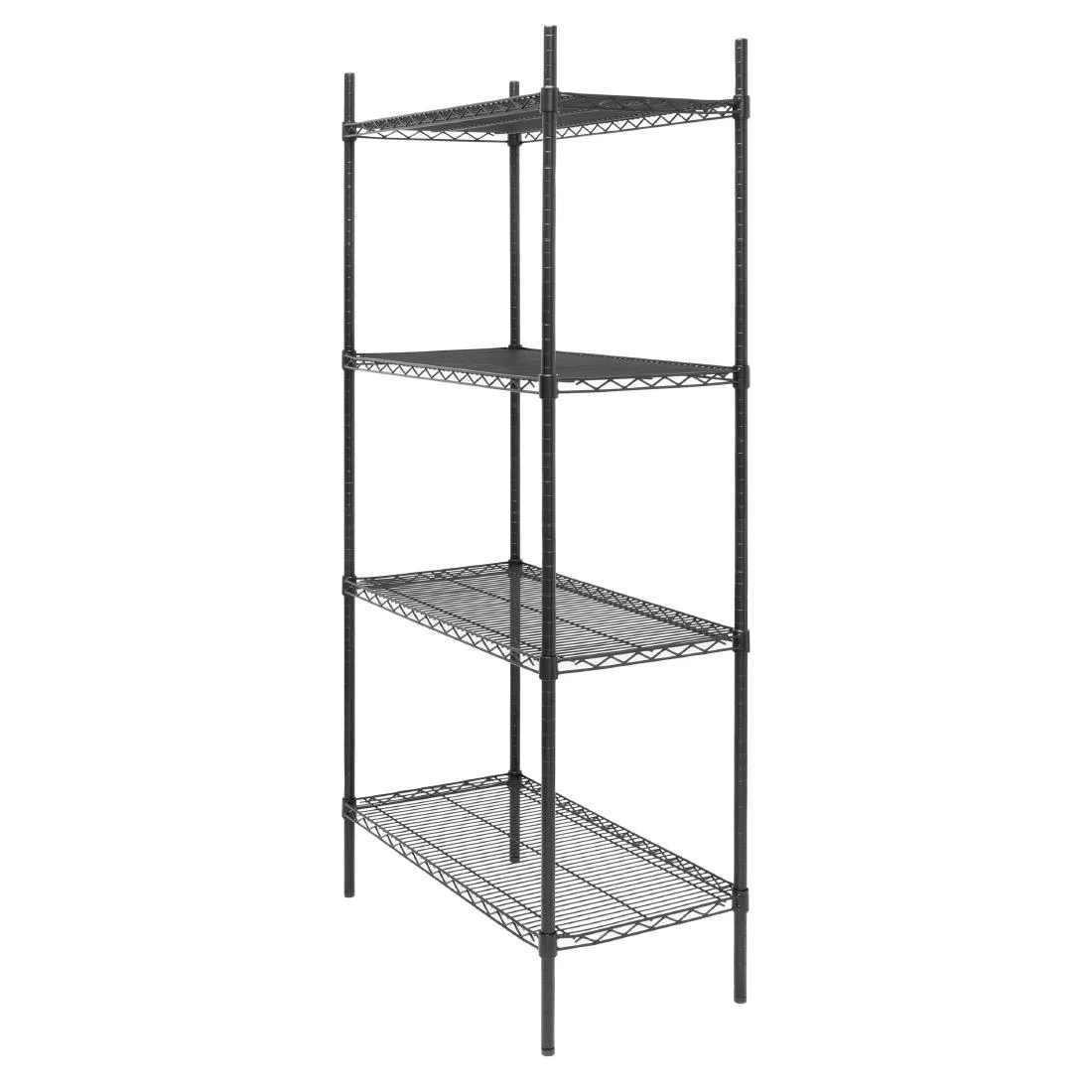 Nisbets Essentials Flat Pack 4 Shelf Unit Black Epoxy Coated - Image 3