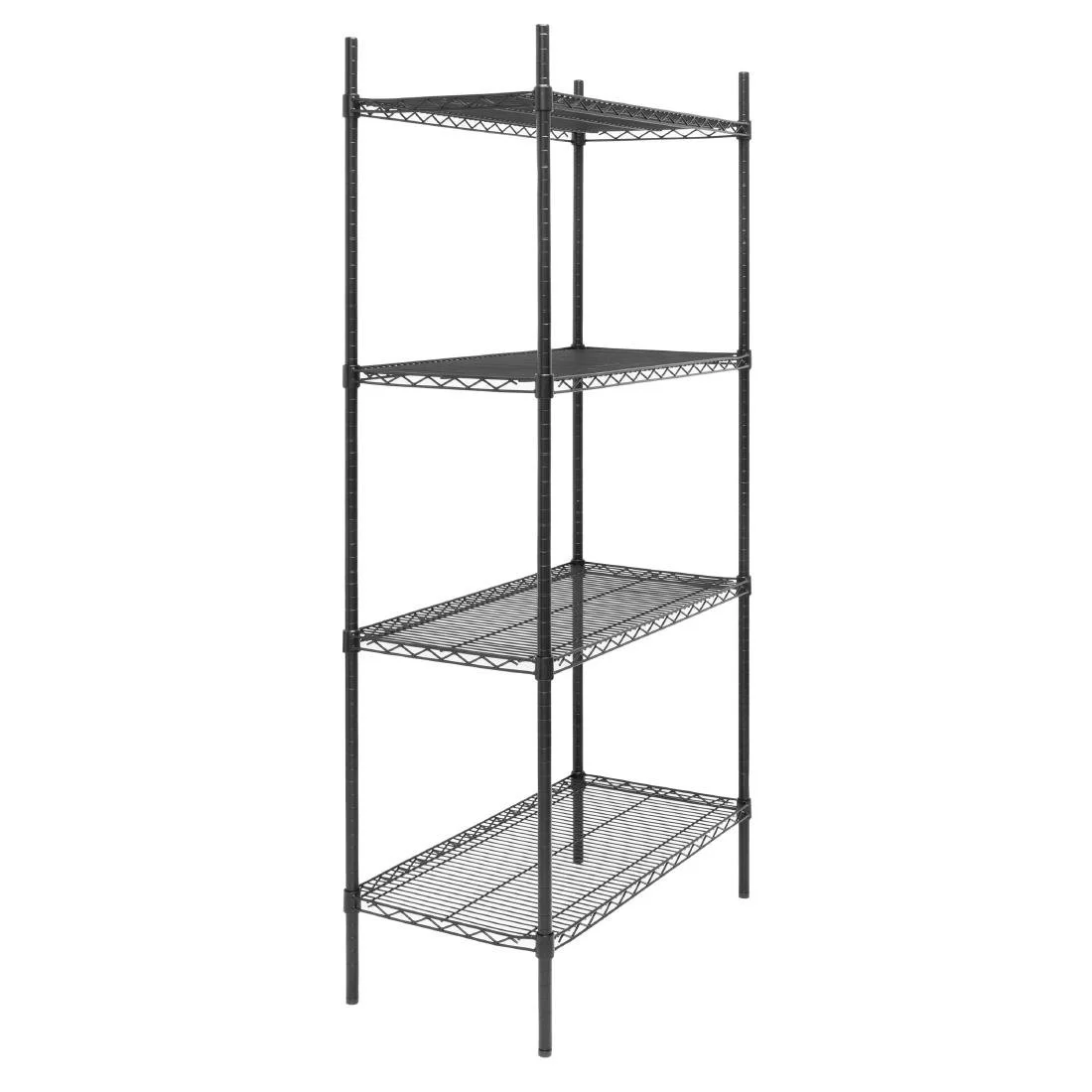 Nisbets Essentials Flat Pack 4 Shelf Unit Black Epoxy Coated - Image 4