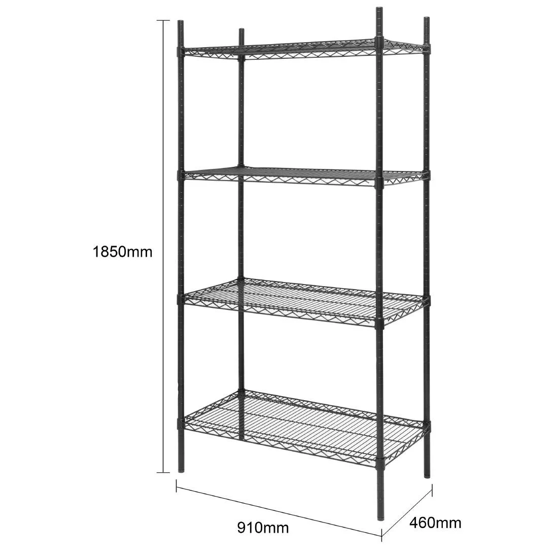Nisbets Essentials Flat Pack 4 Shelf Unit Black Epoxy Coated - Image 8