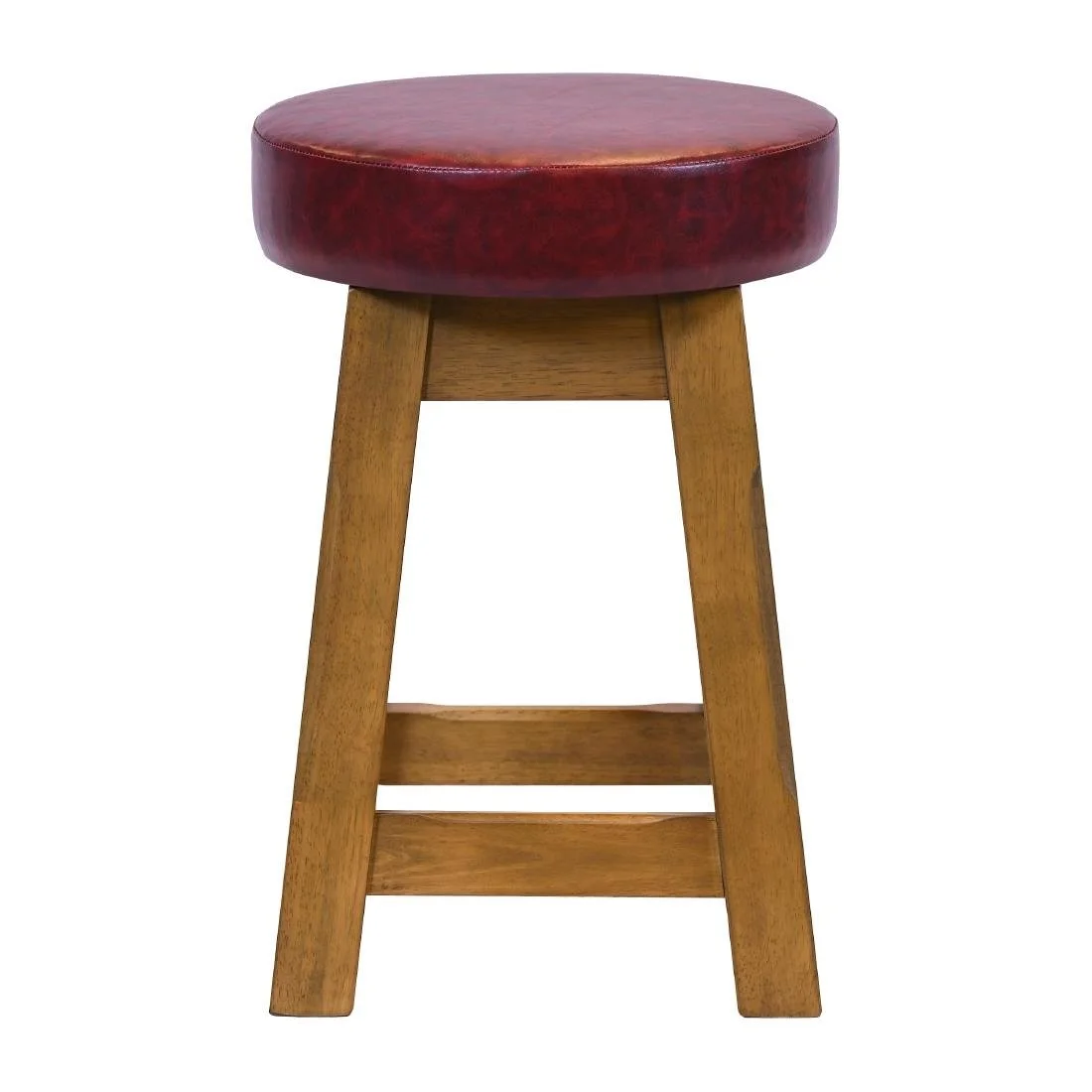 Everyday Wessex Weathered Oak Low Stool with Bison Bordeaux Seat (2 Pack) - Image 1