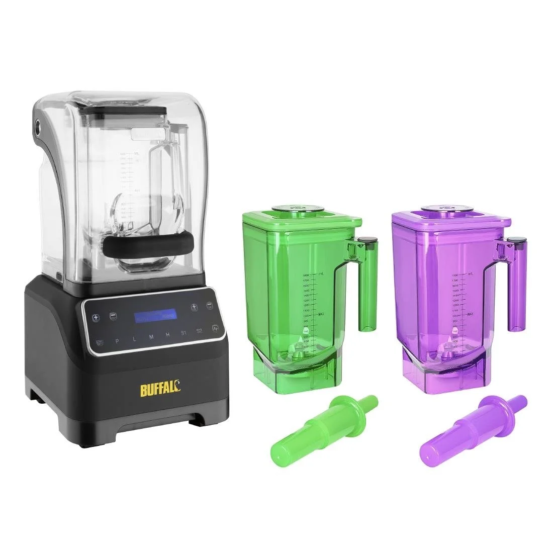 Buffalo Digital Silent Bar Blender 1.8Ltr with 2x Jugs Bundle - Image 1
