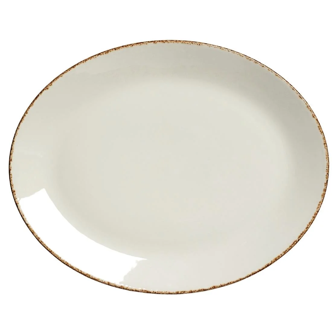 Steelite Brown Dapple Oval Coupe Plates 342mm (12 Pack) - Image 1