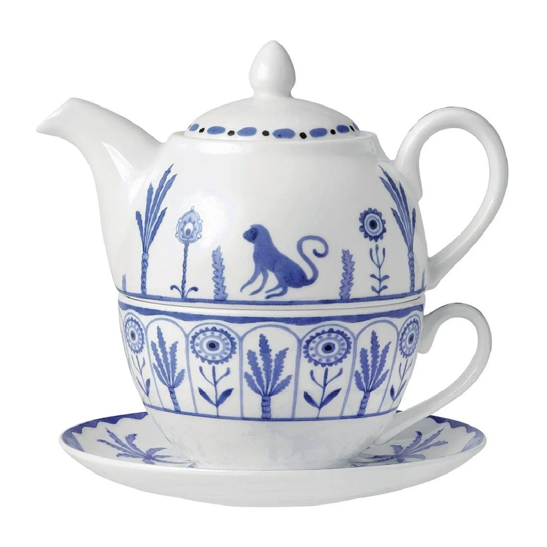 William Edwards Sultan's Garden Blue Tea for One Set Coupe (6 Pack)