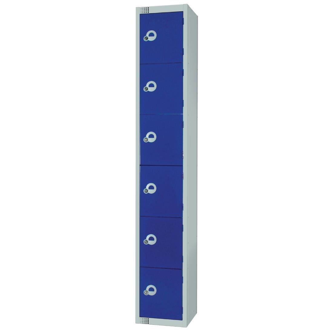 Elite Six Door Manual Combination Locker Locker Blue with Sloping Top