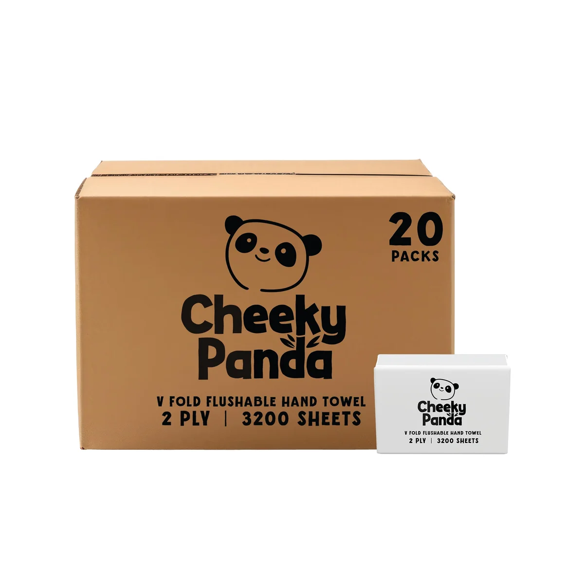 Cheeky Panda 2-Ply V-Fold Bamboo Hand Towel 160 Sheets White (Pack of 20) VHANDTW20 - Image 1