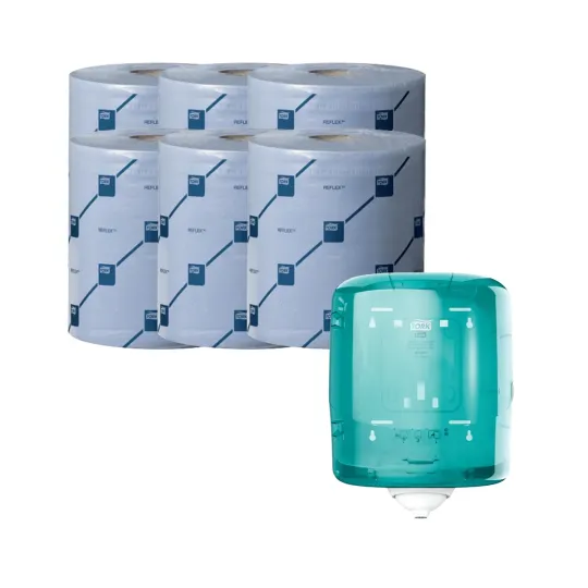 Tork Reflex Centrefeed Tissue 2-Ply 150m Blue (Pack of 6) + FOC Dispenser