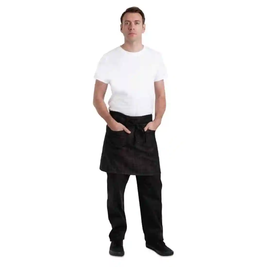 Chef Works Urban Corvallis Crosshatch Half Bistro Apron Black and Burgundy