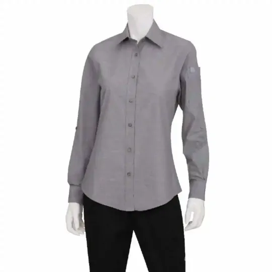 Chef Works Womens Chambray Long Sleeve Shirt Grey S