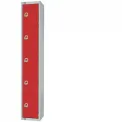 Elite Five Door Electronic Combination Locker with Sloping Top Red